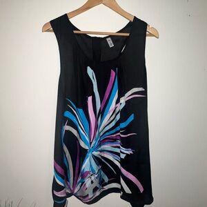 GAP Black Sleeveless Tunic with Blue, Purple & Pink Abstract Print